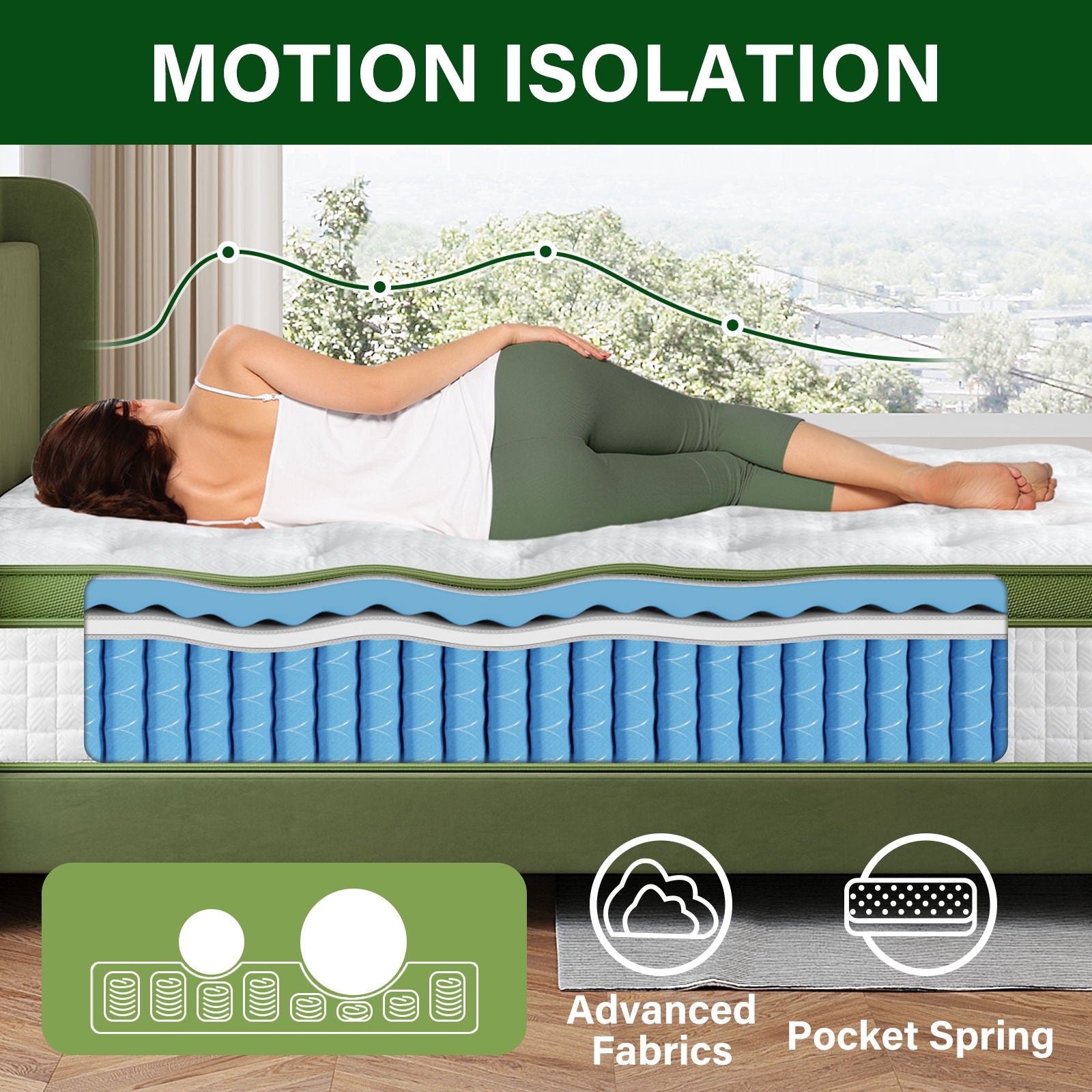Snooze Mattress Company Glacier - 12" Euro Top Medium Hybrid Mattress With Independently Encased Coils & Gel Memory Foam