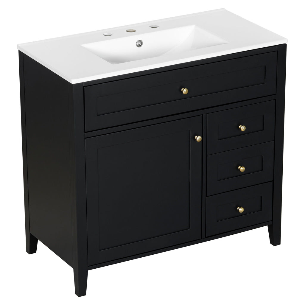 Bathroom Vanity With Sink, Cabinet With 3 Drawers And Adjustable Shelf