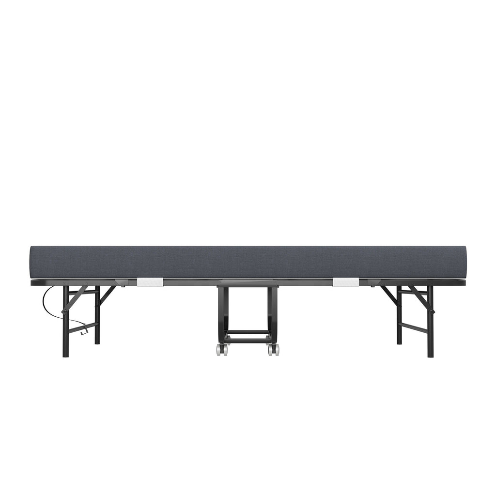Twin Extra Long Folding Bed For Tall People, Heavy-Duty Rollaway Guest With Memory Foam Mattress - Black