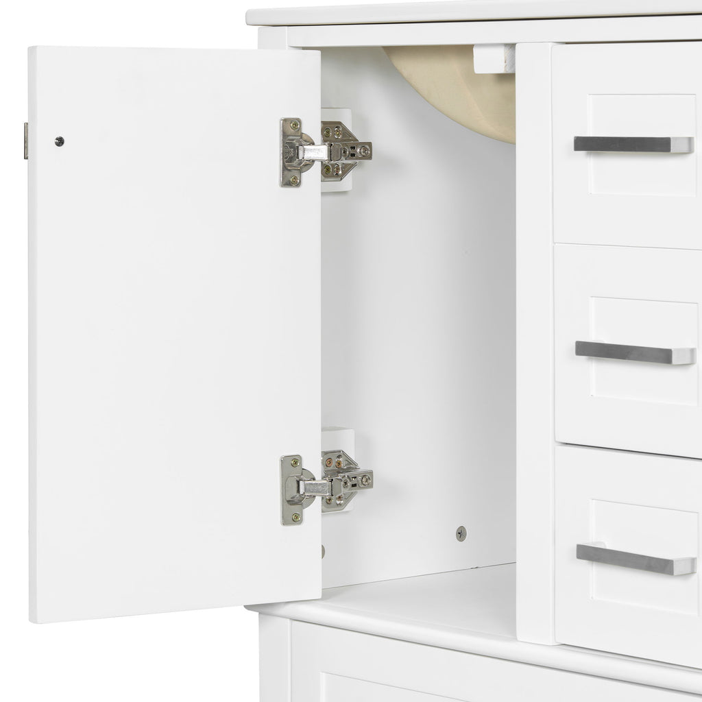 Bathroom Vanity, Modern Bathroom Cabinet With Sink Combo Set, Bathroom Storage Cabinet With A Soft Closing Door And 3 Drawers, Solid Wood Frame