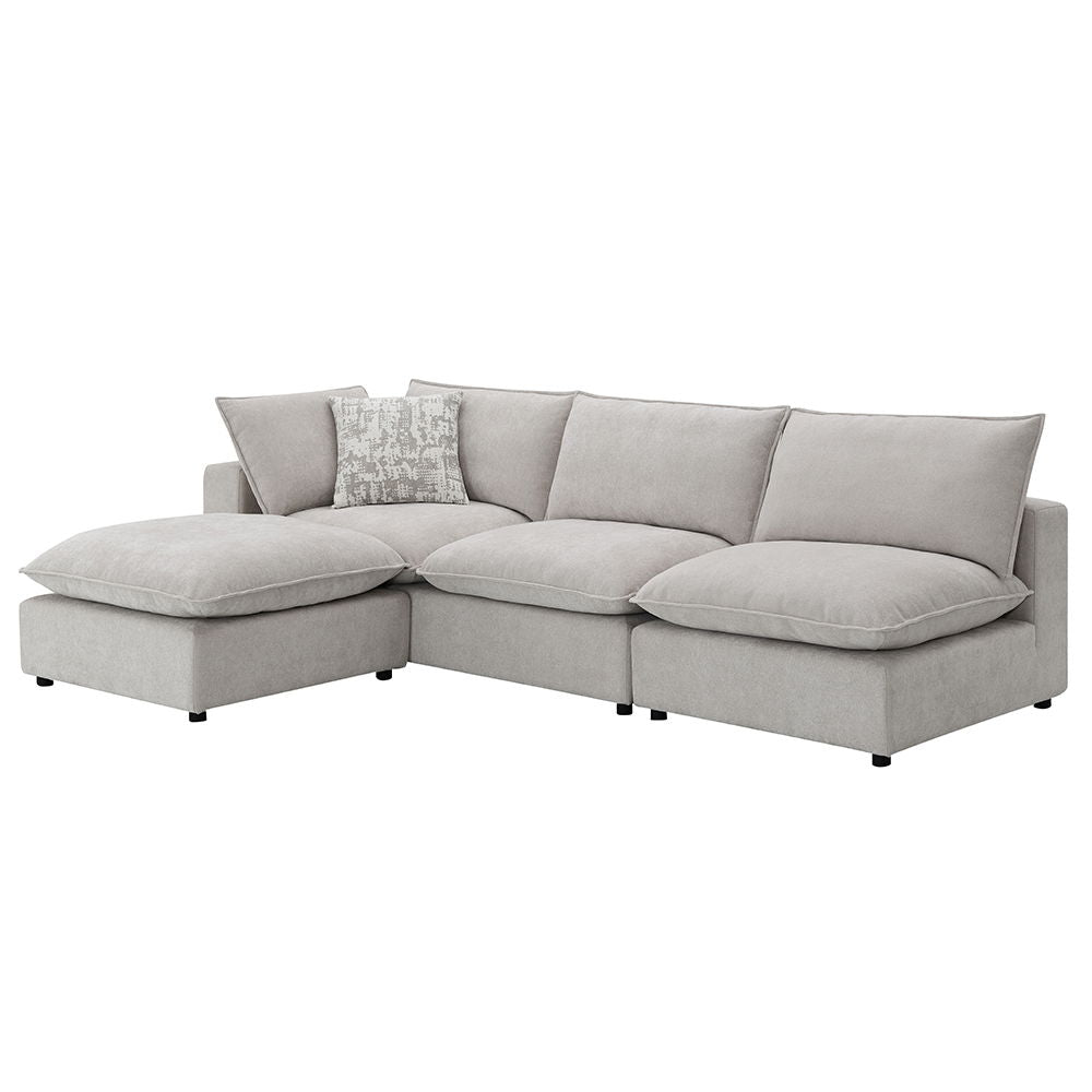 Marisa - Modular Left Facing Loveseat With 2 Pillows - Beige Boucle