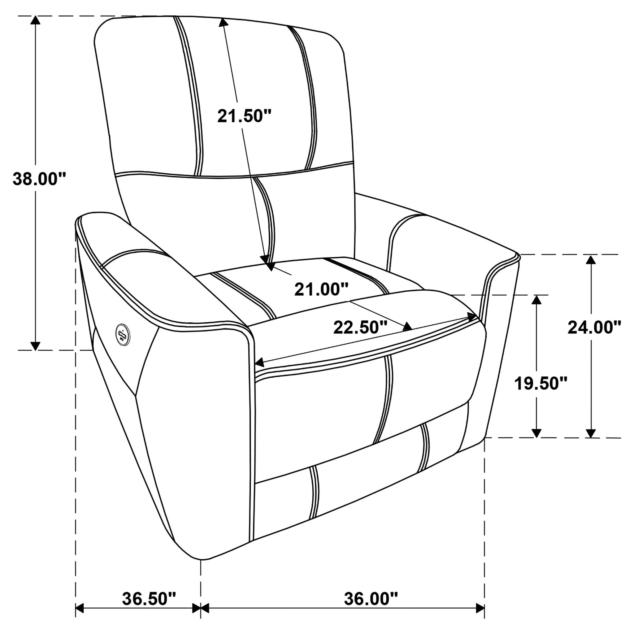 Dove Upholstered Power Recliner Chair With Smooth Power Recline And USB Charging - Gray