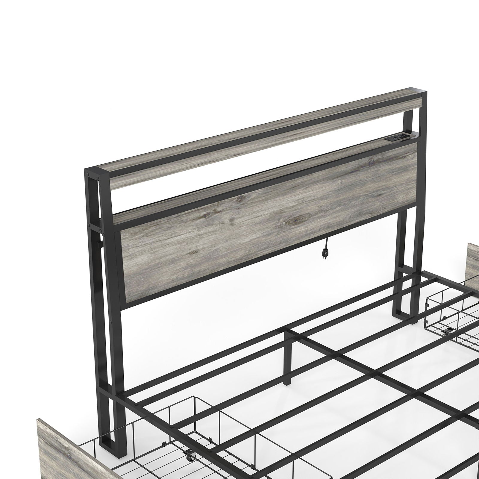Bed Frame With Headboard, LED Lights & Charging Station