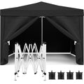 10'X10' Folding Canopy With 4 Removable Sidewalls Outdoor Event Shelter UPF 50+ Gazebo Portable Tents For Parties Beach Camping Wedding Ez Pop Up Canopy 4 Pieces Weight Bag + Carry Bag