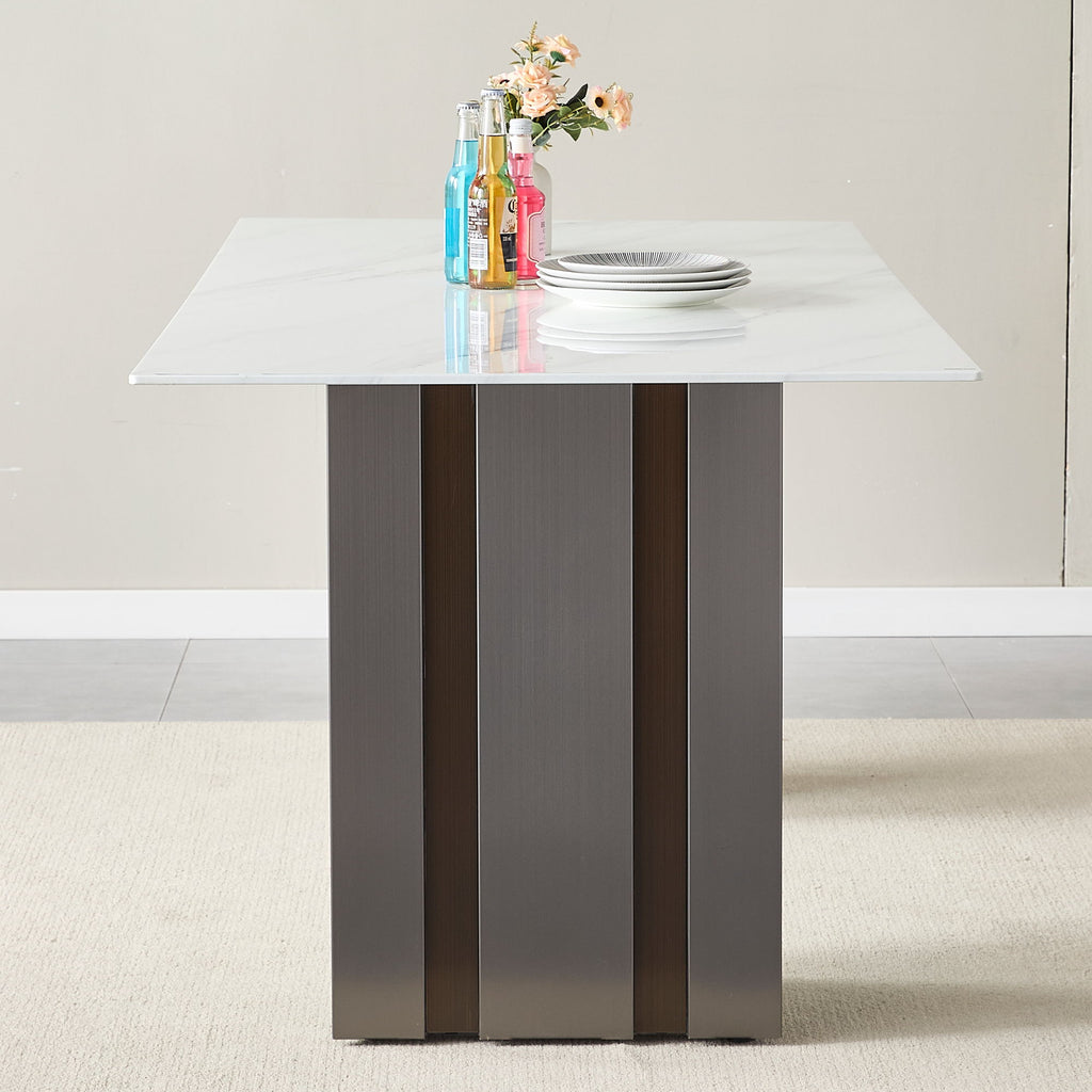 Rectangular Dining Table - Gray / White