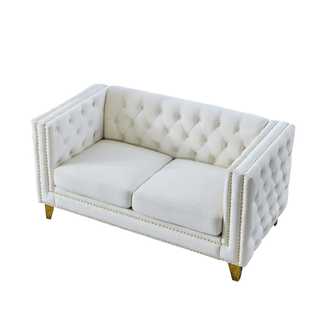Modern Sofa With Button Tufting, Upholstered Couch For Living Room