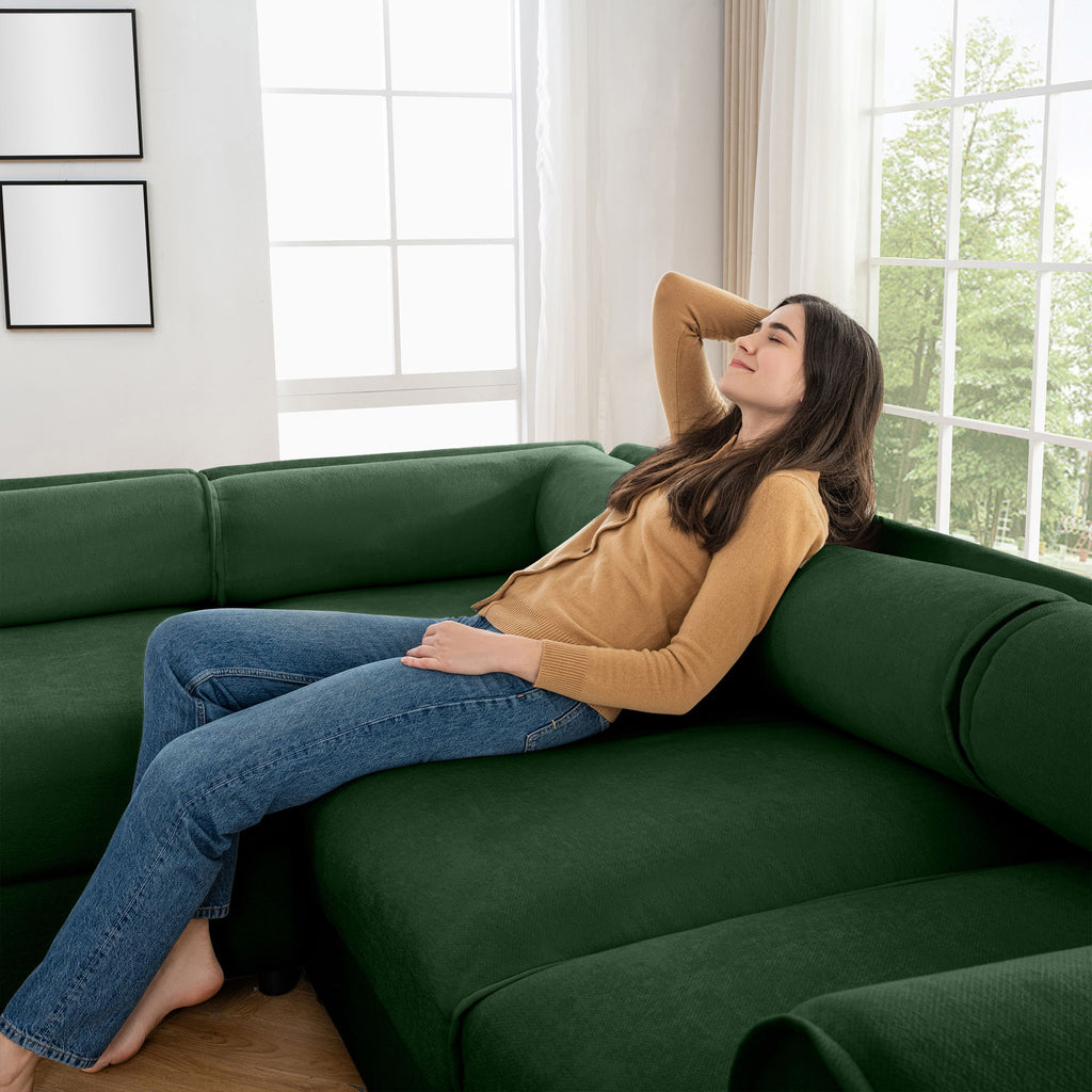 Contemporary Elegant Sofa With Storage And Ottoman
