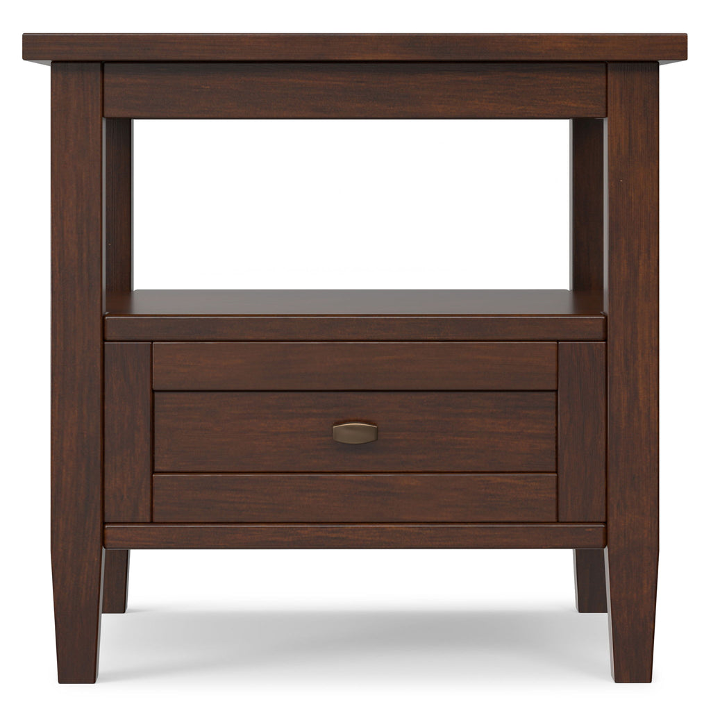 Warm Shaker - End Table With Smooth Drawer Storage - Brown