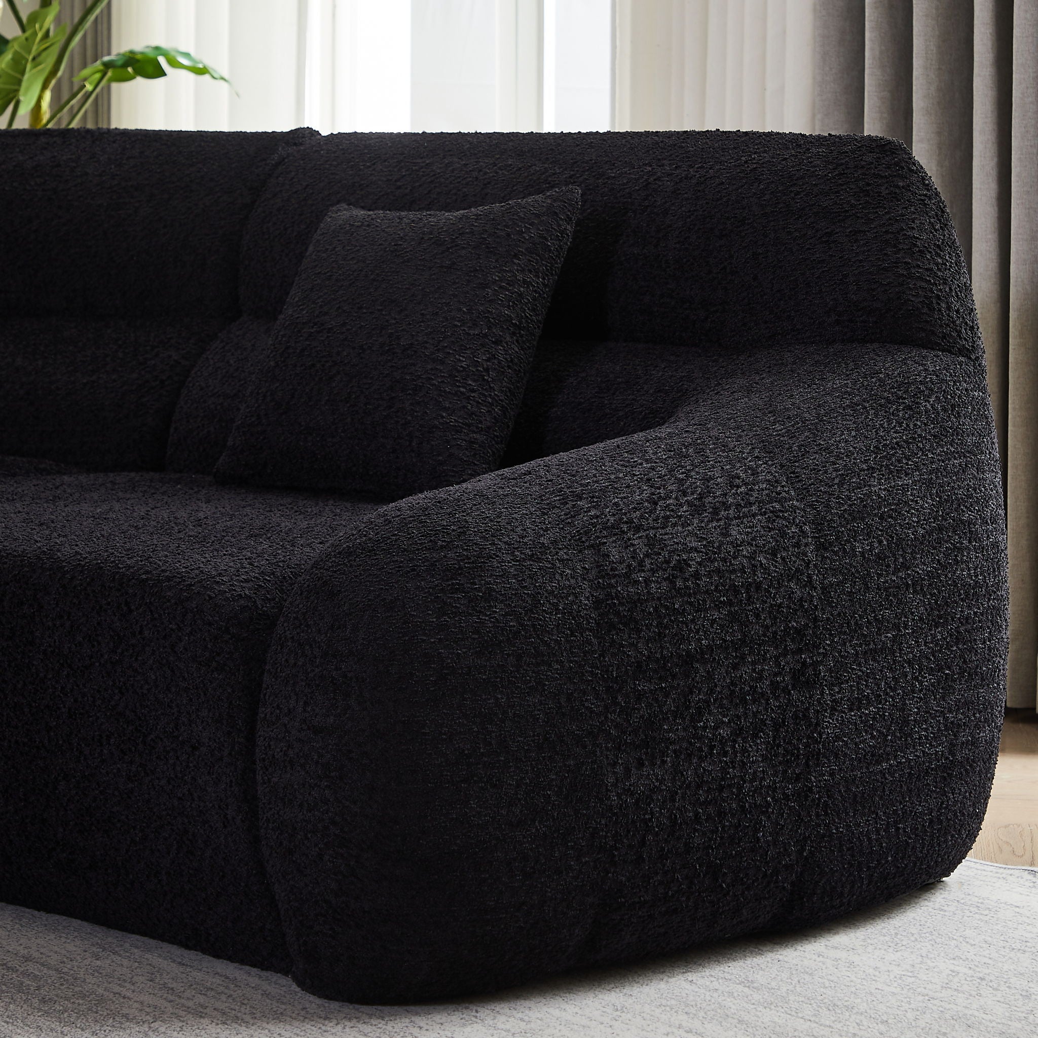 Luxury Curved Corner Sectional Sofa With 4 Pillows