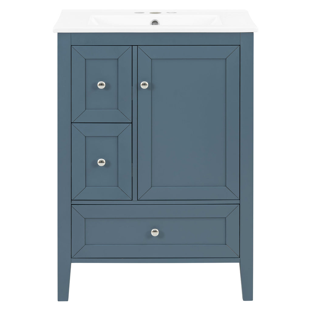 Modern Bathroom Vanity With Sink, Soft Close Drawers & Door, Storage Rack
