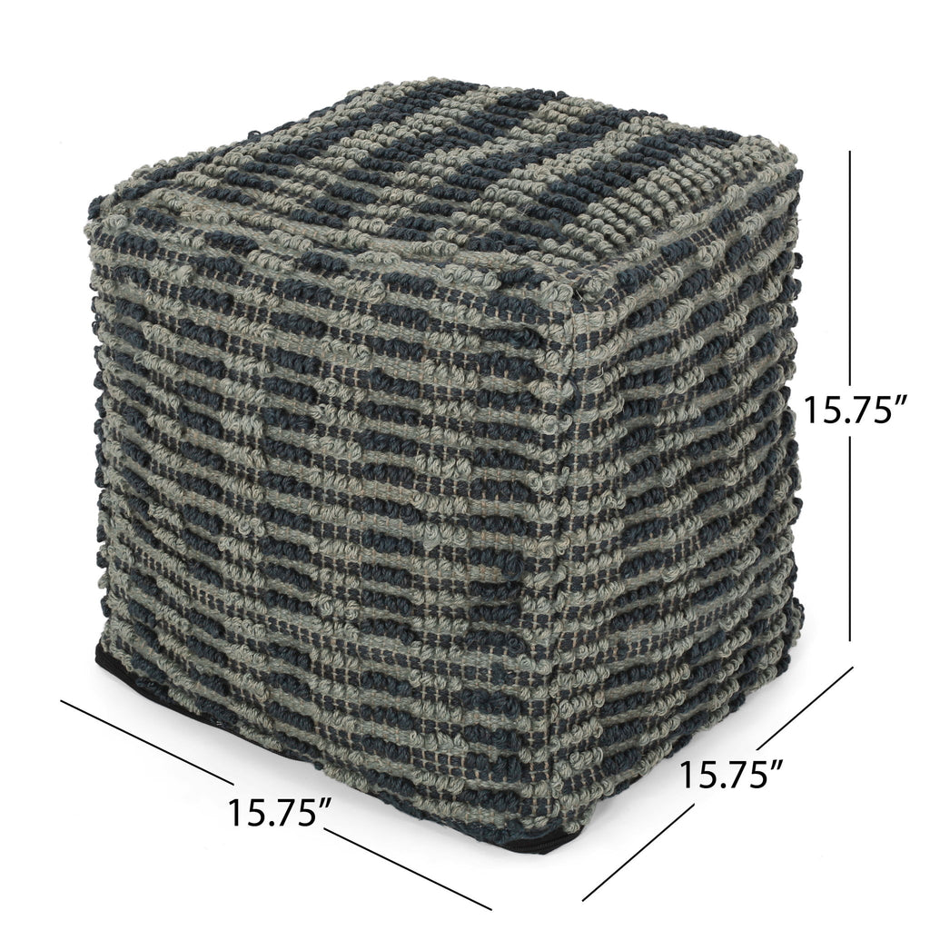 Walle - Fabric Square Pouf Ottoman And Floor Cushion Teal - Blue