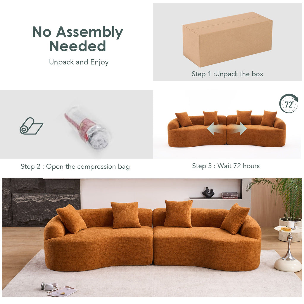 4 Seater Sofa With Fabric, 30D, 60 Hardness Full Sponge, 4 Pillow For Living Room, Home Furniture Sleeper Sectional Sofa For Apartment