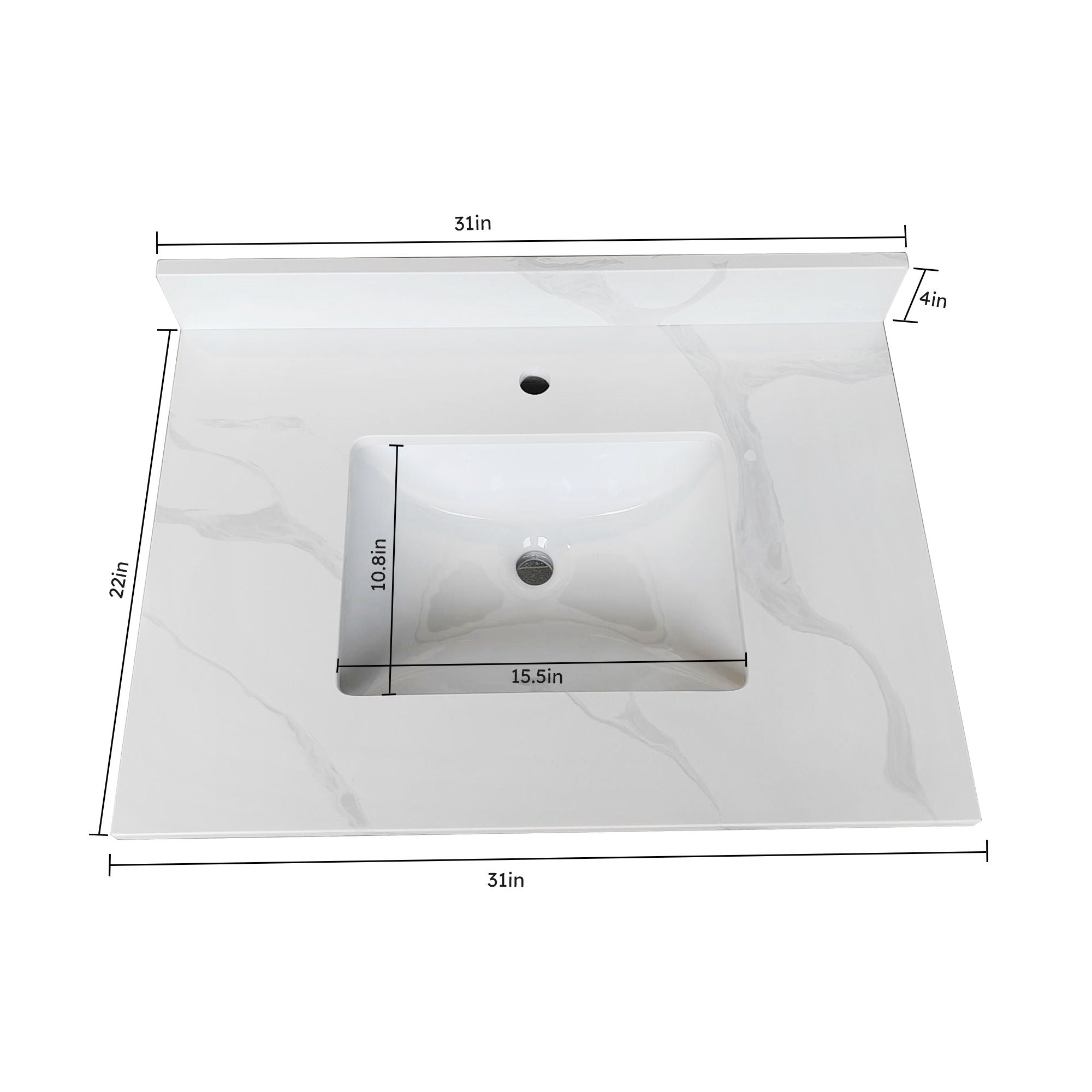 Bathroom Vanity Top With Undermount Single Bowl Sink