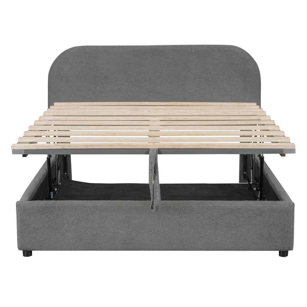 Upholstered Platform Bed With Hydraulic Storage System
