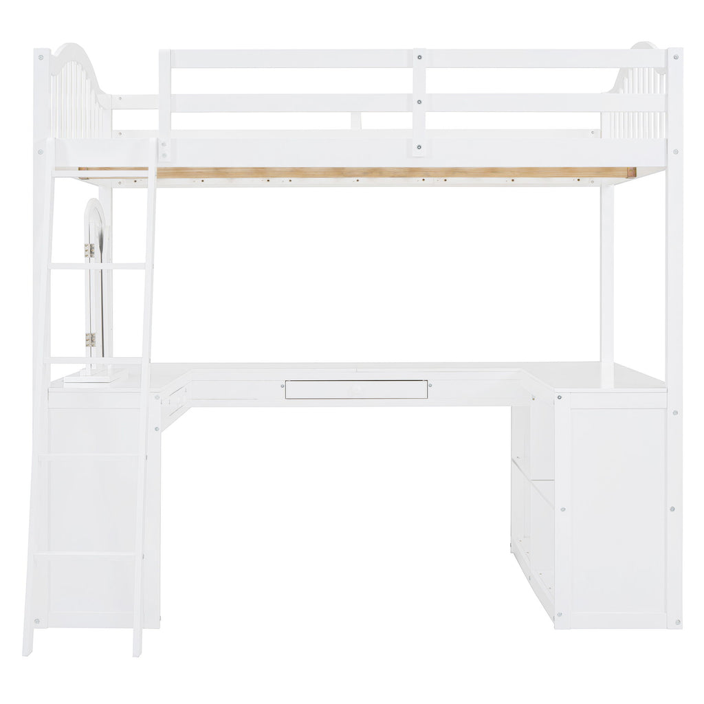 Loft Bed With Drawers, Cabinet, Shelves With Desk