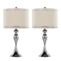 Ashland - Contemporary Table Lamp With Trim (Set of 2) - Polished Chrome / Cream