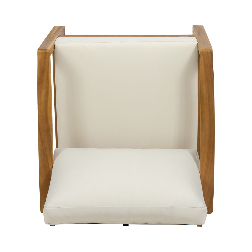 Outdoor Acacia Wood Club Chairs With Water Resistant Cushions - Teak / Beige