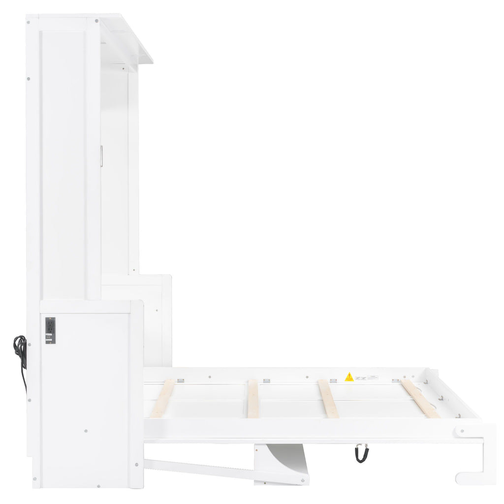 Murphy Bed With Desk, LED Lights & USB Charging Station
