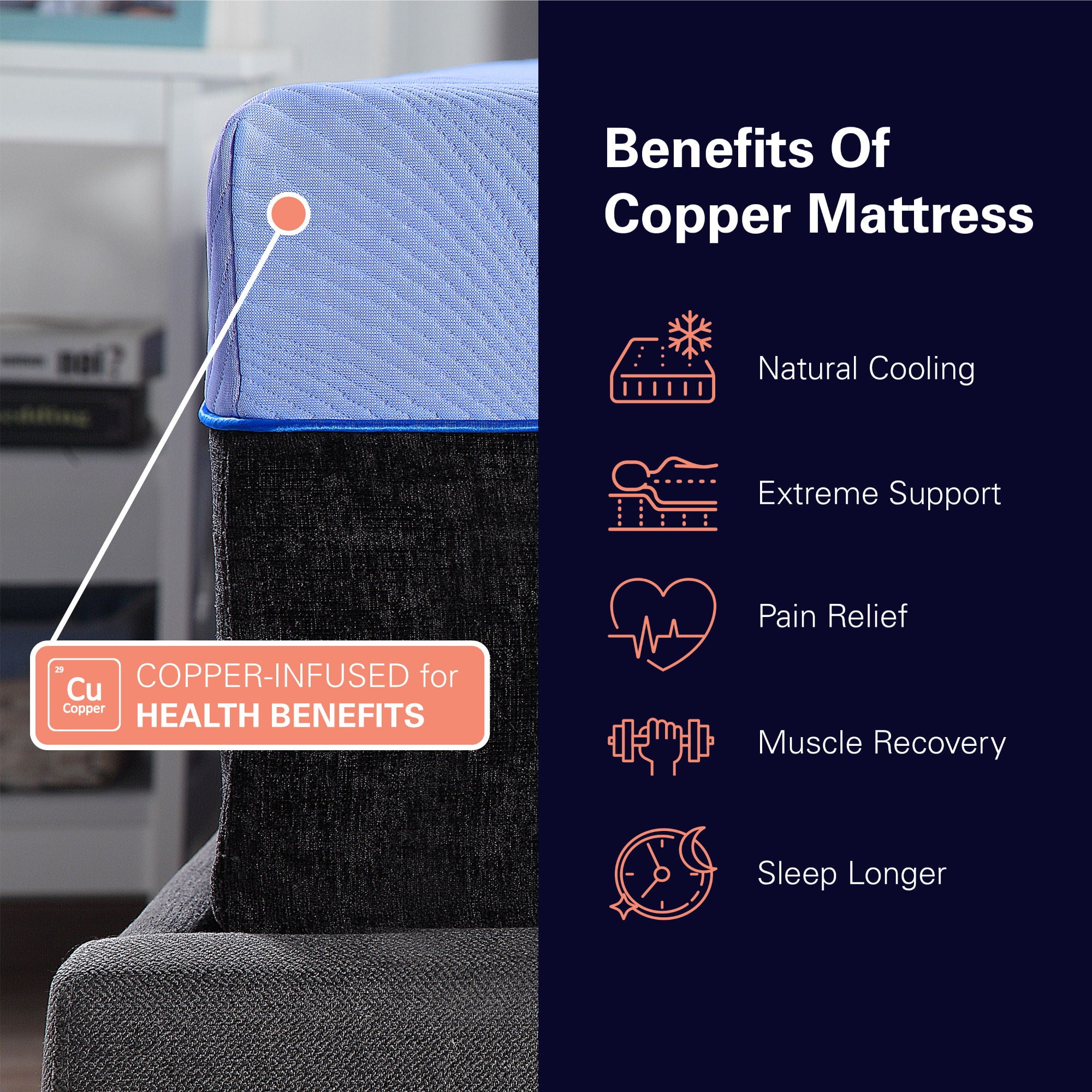 12" Refresh Flex Head Hybrid Cooling Fast Responding Latex Foam & Coil Mattress