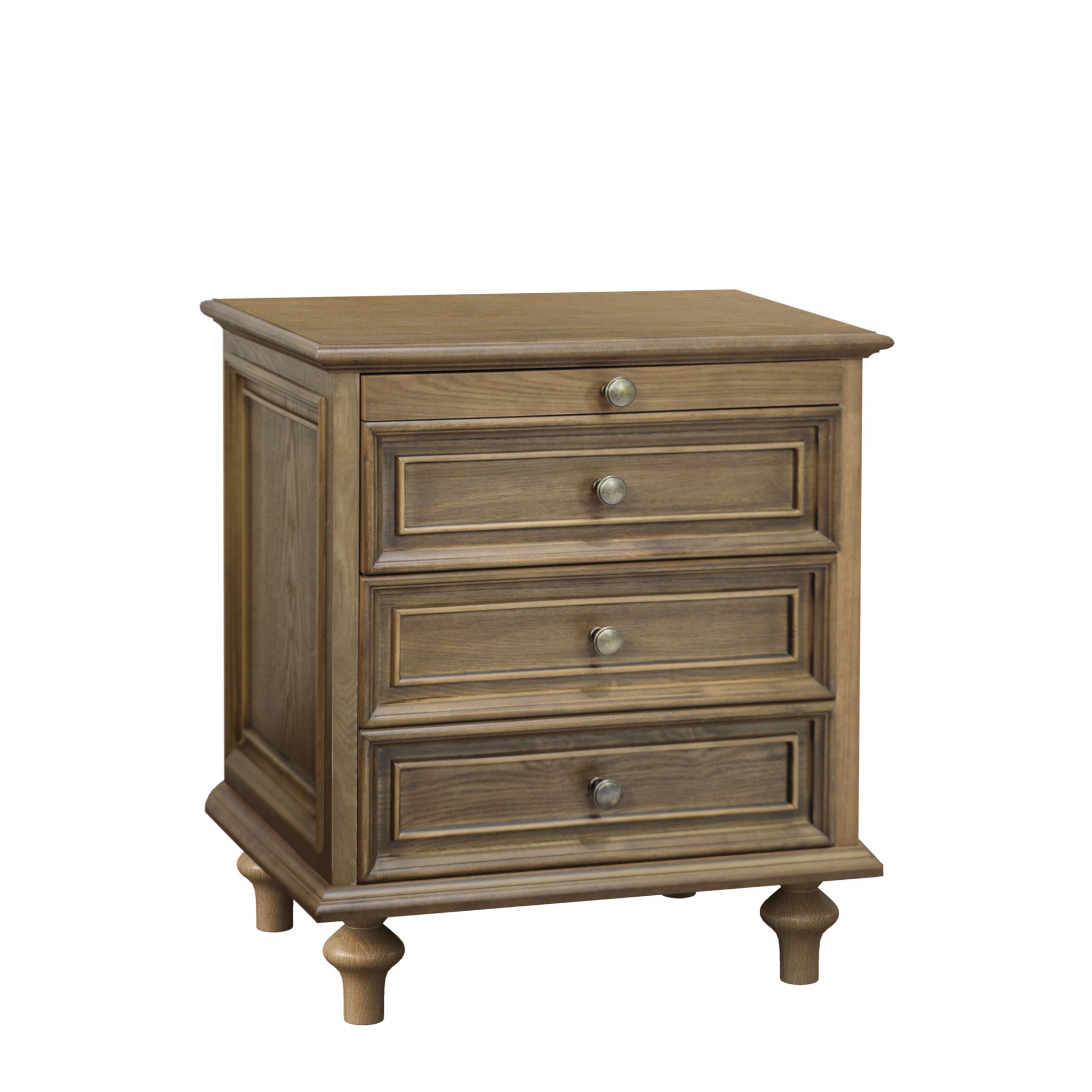 Nightstand With 4 Drawers With Hidden Pull Out Shelf - Light Brown