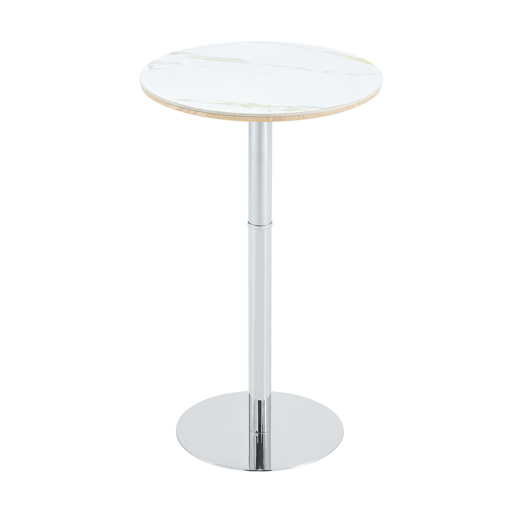 Circular Bar Table - White / Silver