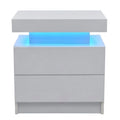 Modern LED Bedside Table Cabinet With Adjustable Lights And 2 Drawers - White
