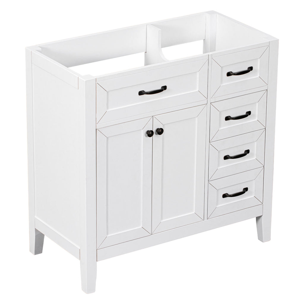 Modern Bathroom Vanity Base Only, 2 Doors And 3 Drawers