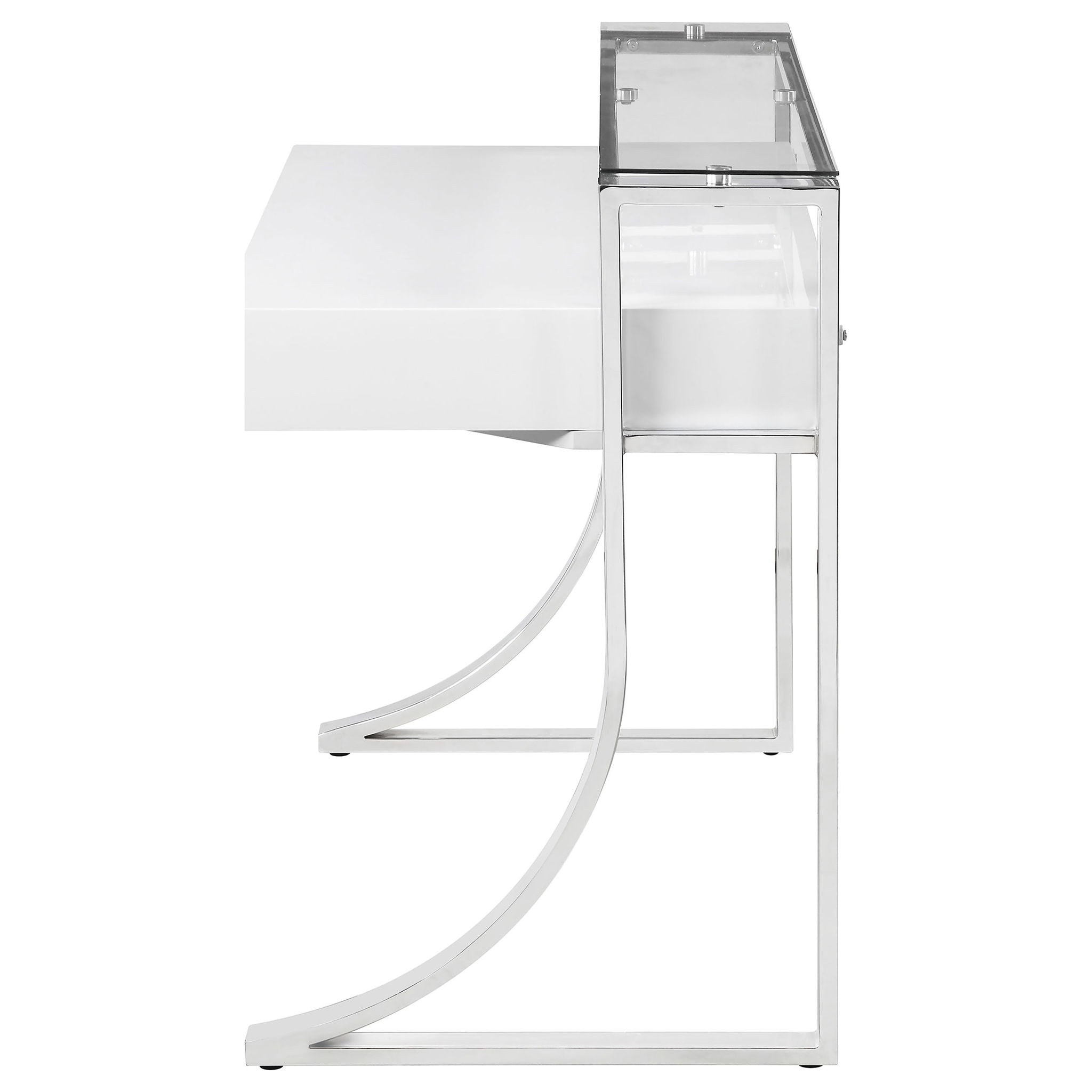 Serrano - 2 Drawer Writing Desk With Polished And Tempered Glass Hutch - Glossy White
