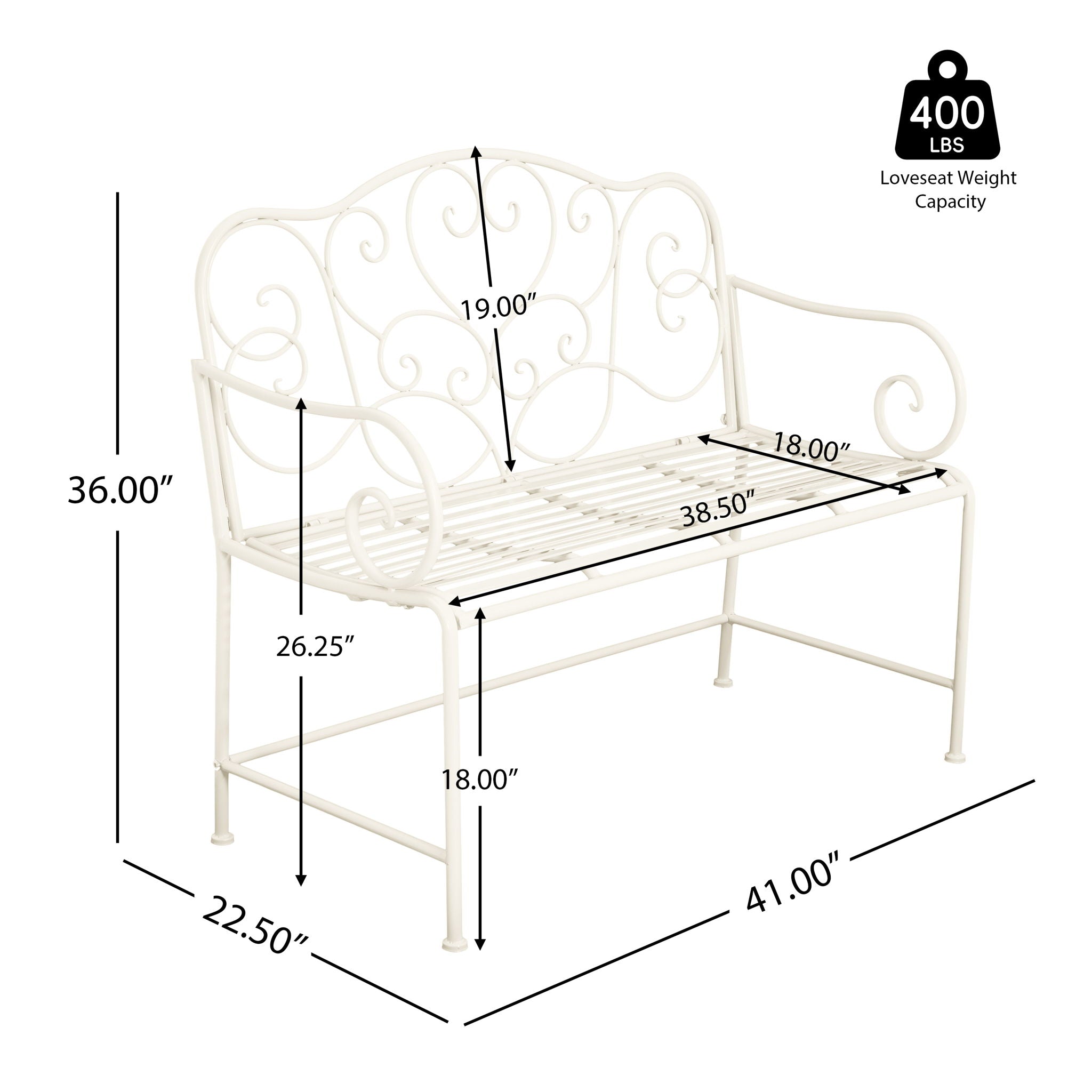 Sunnydaze - Outdoor Garden Bench - Matte White