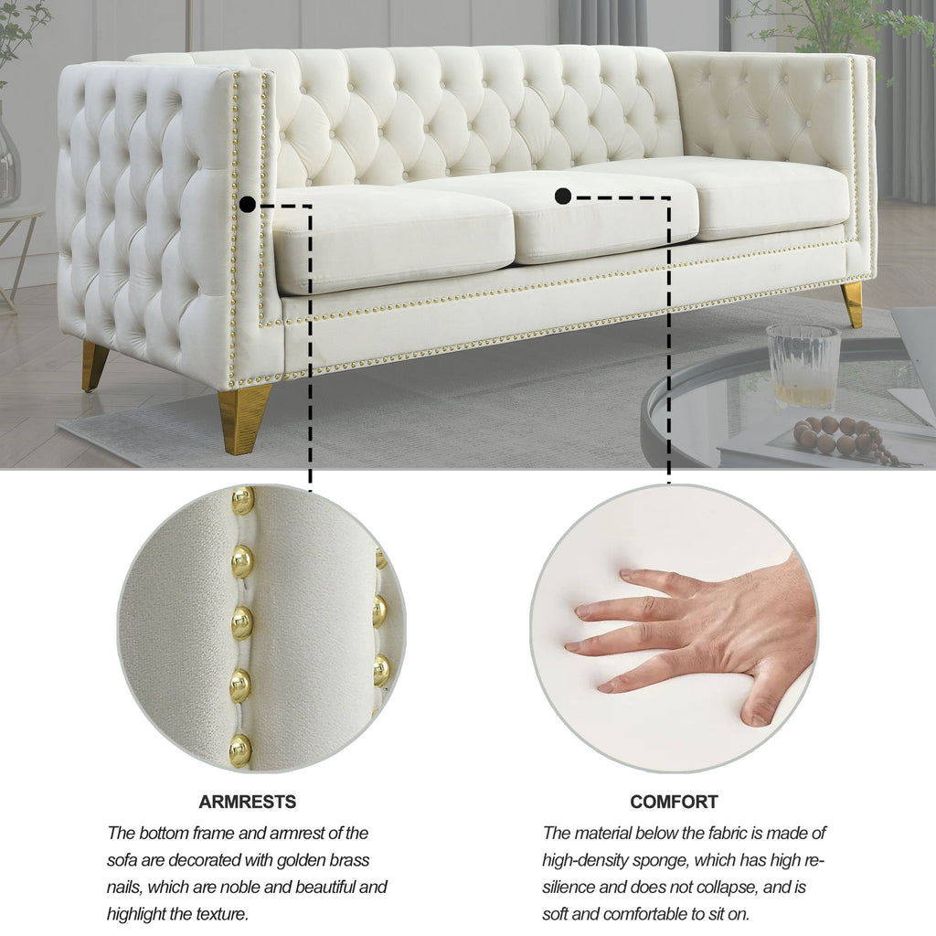 Modern Sofa With Button Tufting, Upholstered Couch For Living Room