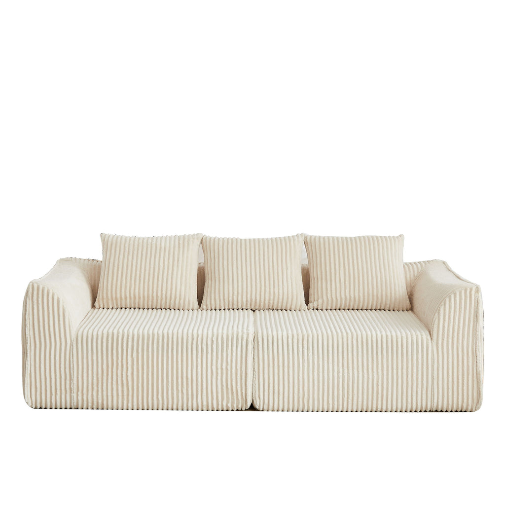 Minimalist 3 Seater Sofa With Curved Lines And Gently Sloped Backrest