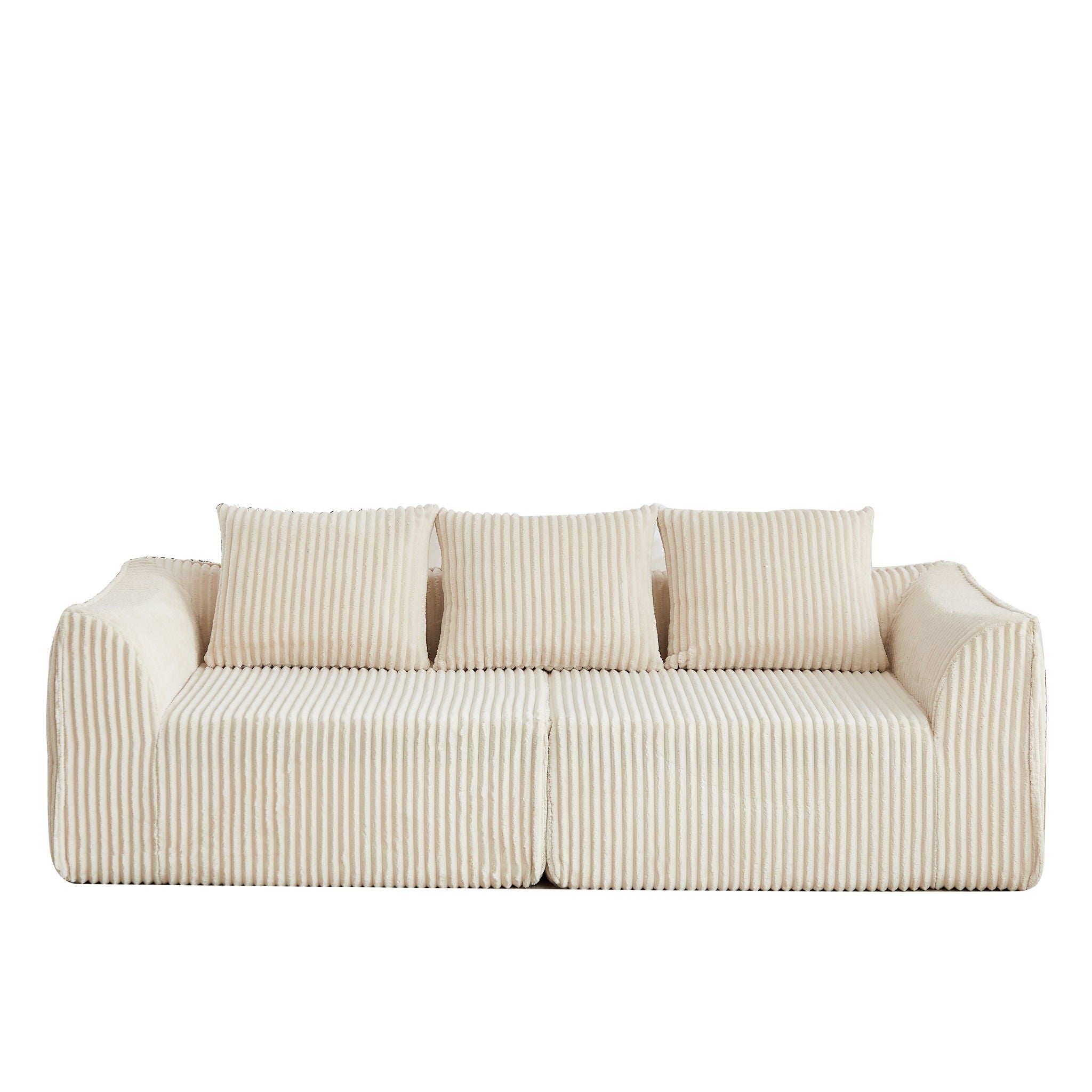 Minimalist 3 Seater Sofa With Curved Lines And Gently Sloped Backrest