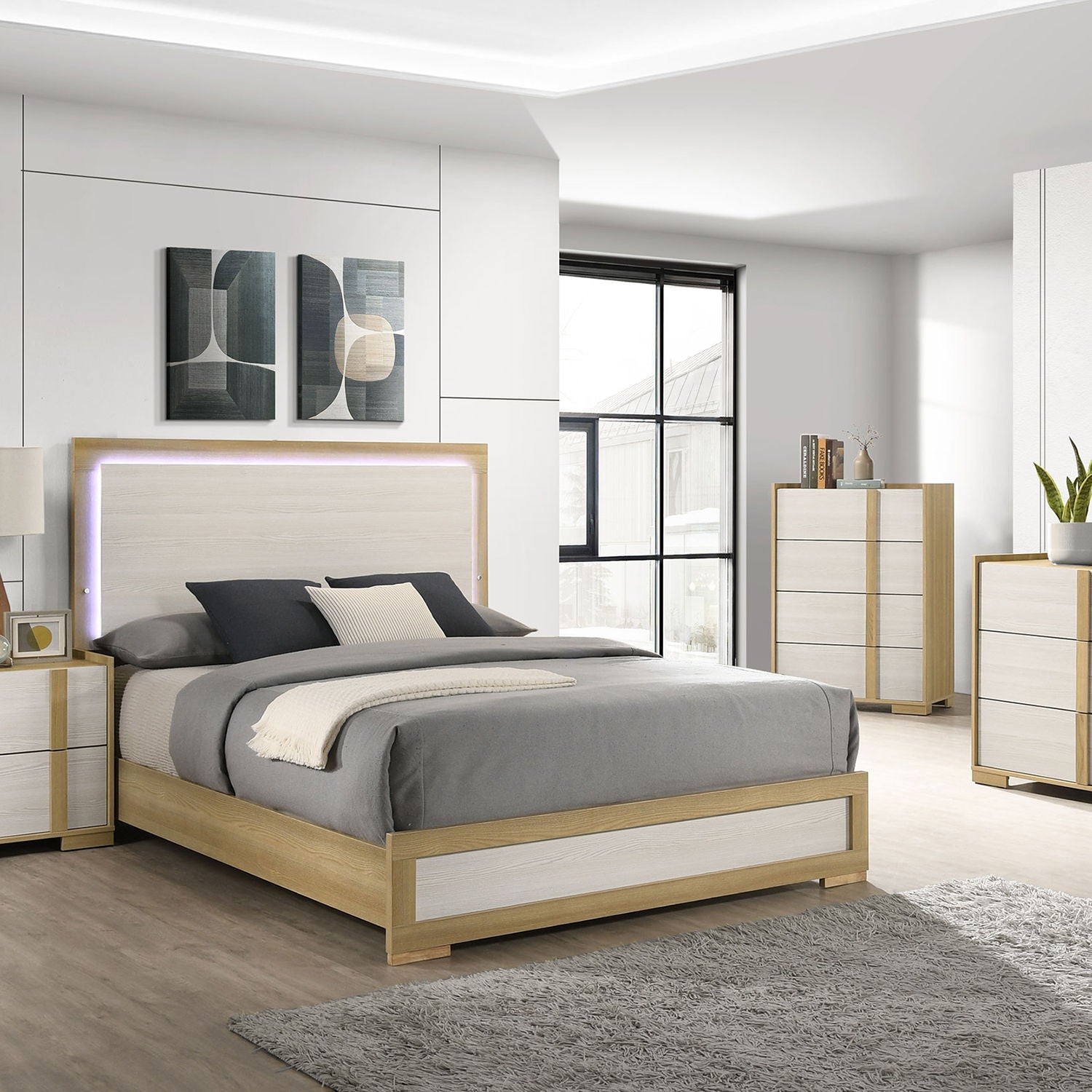 Lincoln - LED Panel Bed With Touch Light Headboard