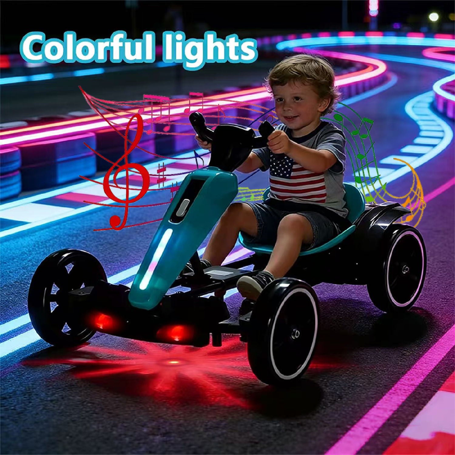 Electric Kids Pedal Go Kart With Adjustable Seat, Foldable Design