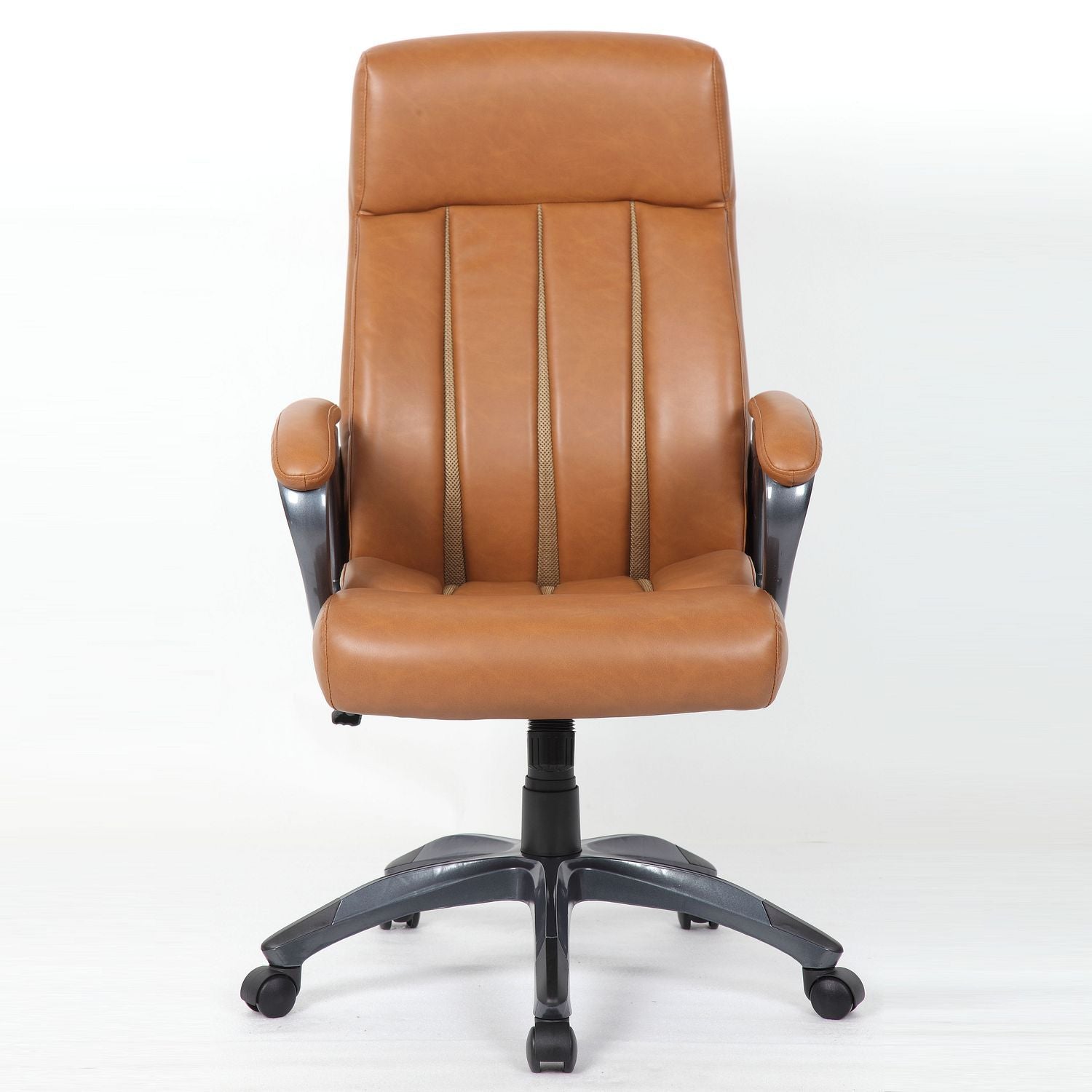 Executive Office Chair, Height Adjustable, Swivel With Padded Armrest & 5 Point Base - Antique Brown