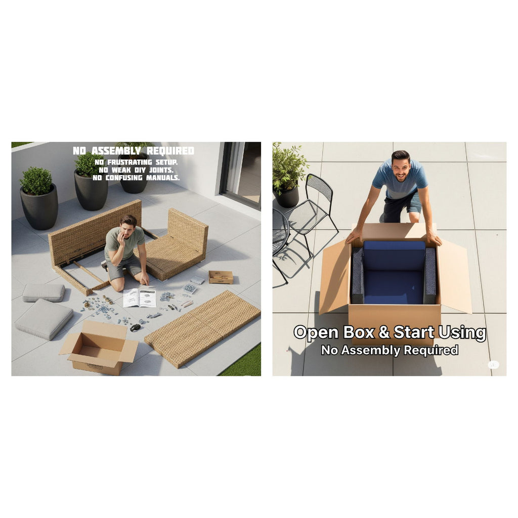 Elegant 4 Person Wicker Patio Seating Set With Cushions And Glass Top Table