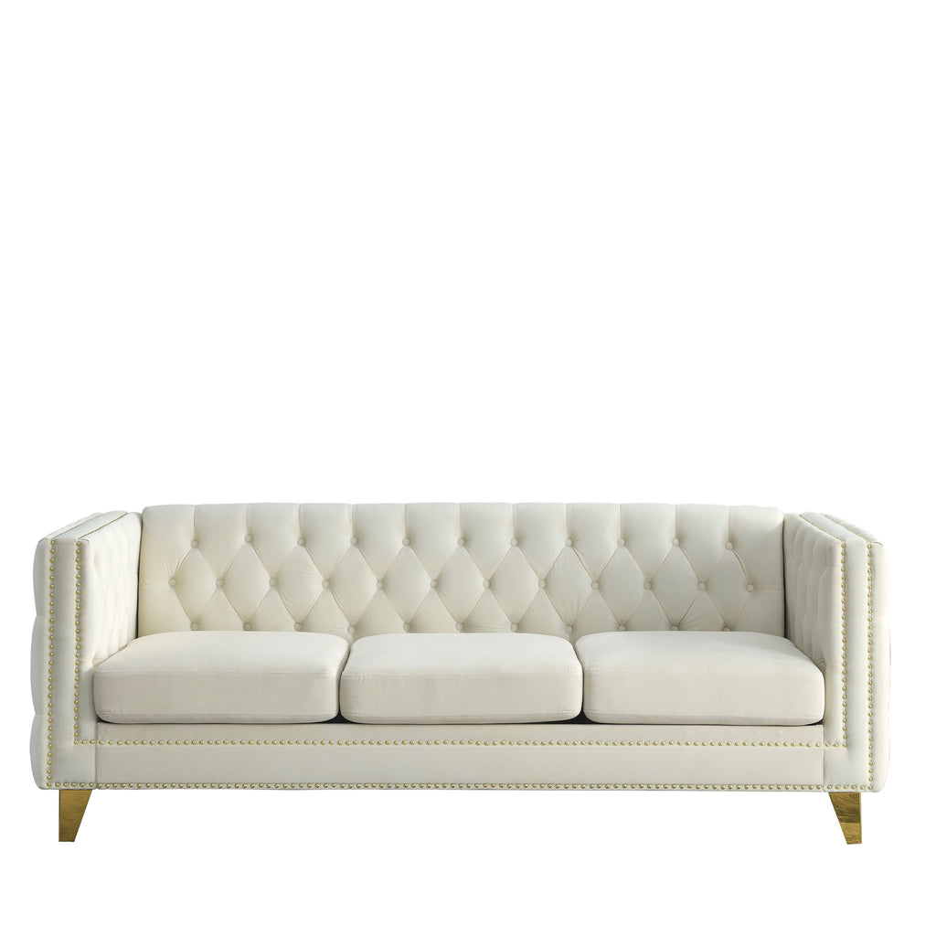Upholstered Couch Sofa With Button Tufting For Living Room