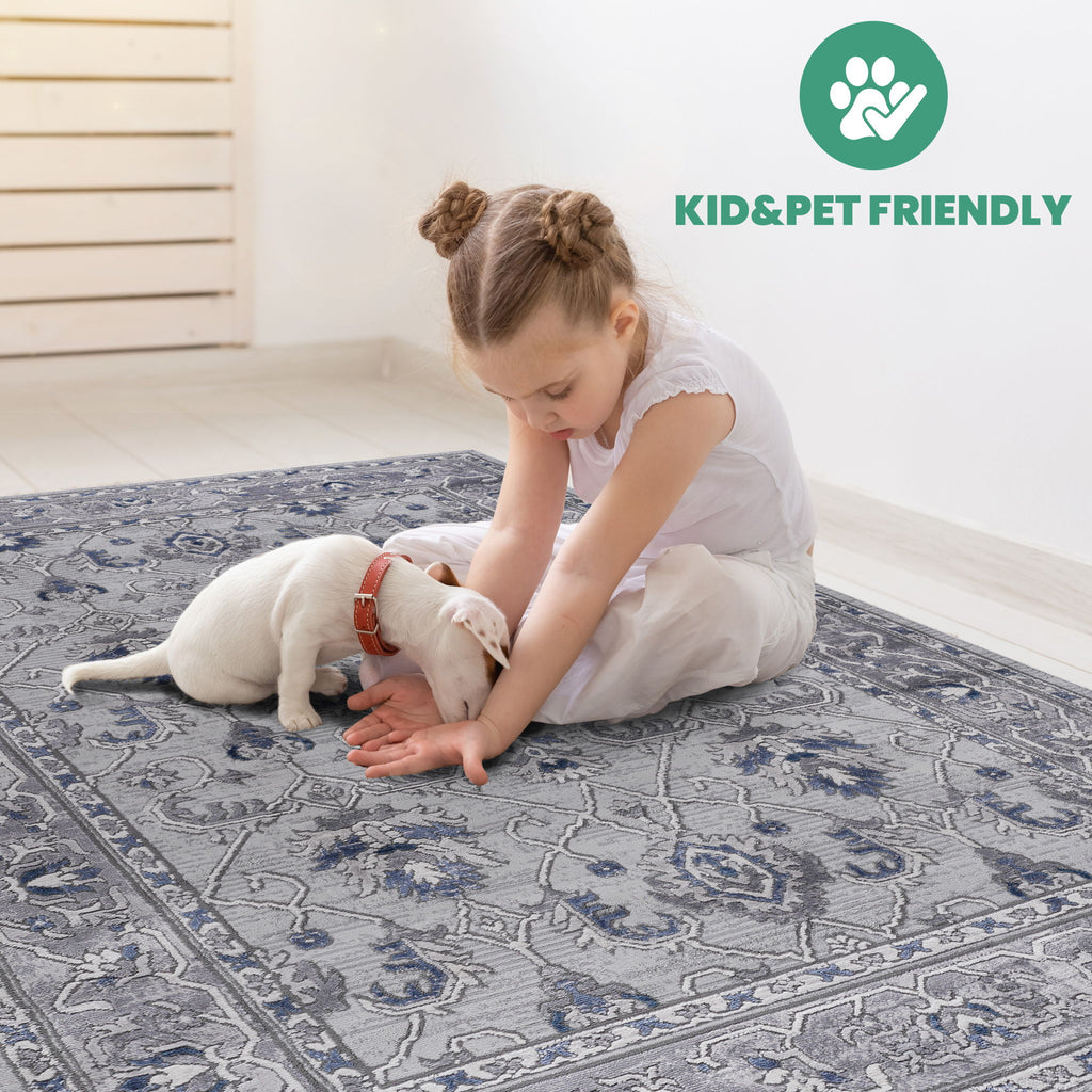 Marfi - 8' X 10' Oriental Area Rug - Gray / Blue