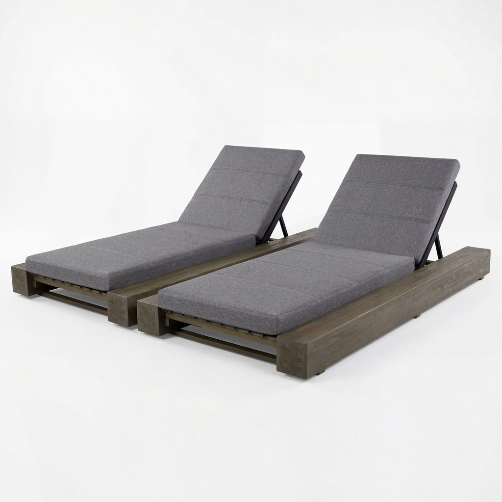 Outdoor Chaise Lounges With Water-Resistant Cushions, Adjustable Backrest