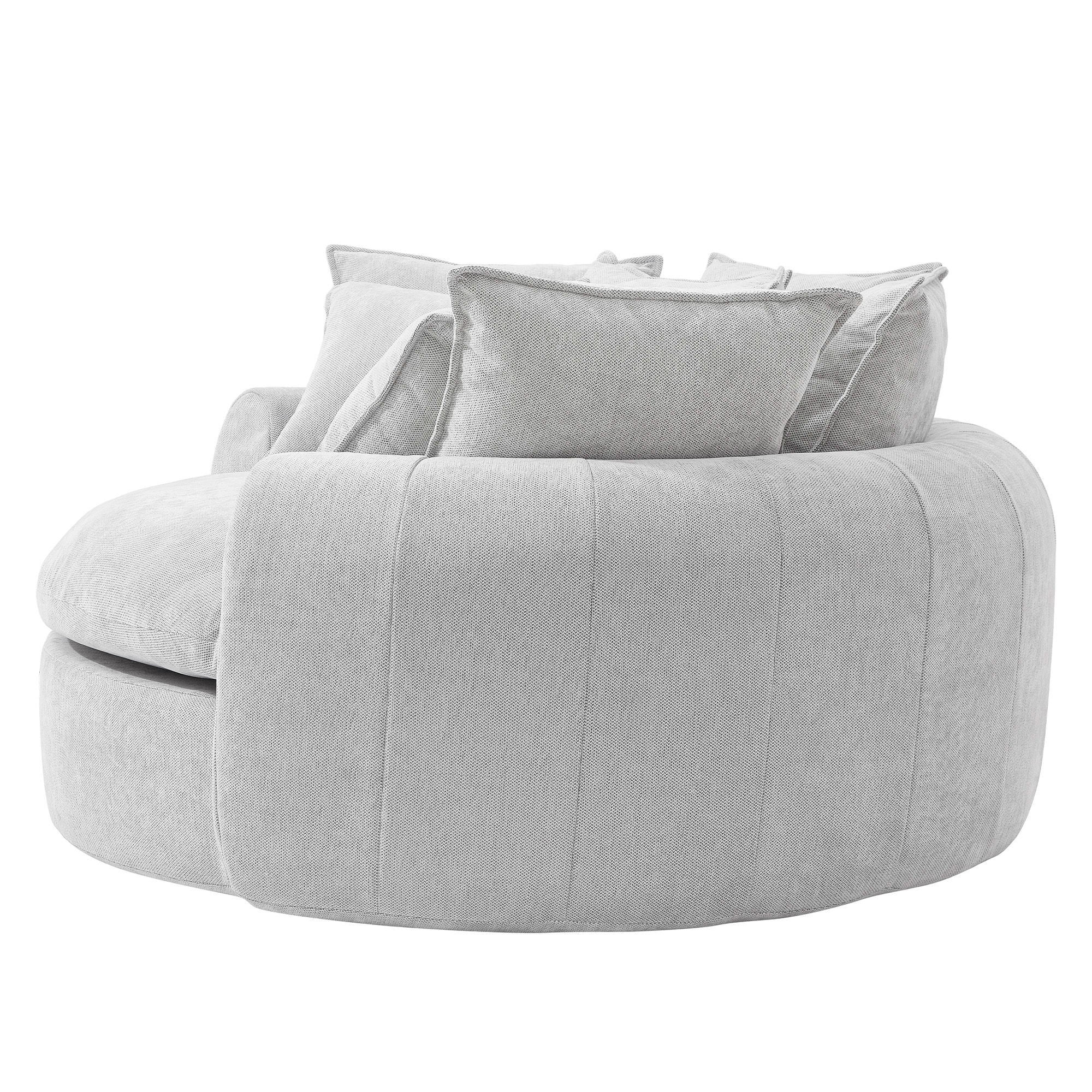 Modern Round Chaise Sofa With 8 Throw Pillows