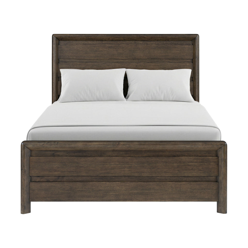 Panel Bed Frame With Unique Headboard And Included Slats