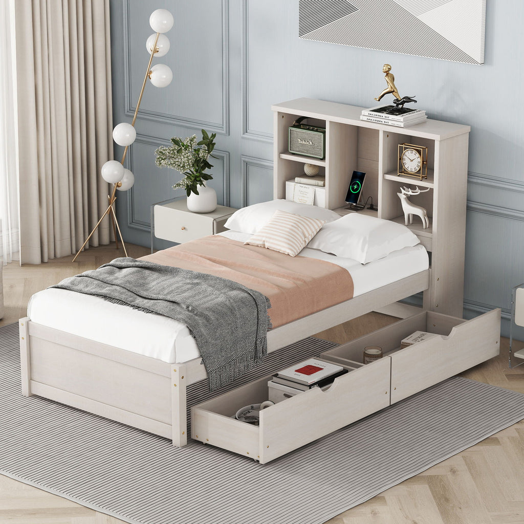 Bed Frame With Built In USB Port And 2 Drawers