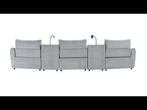 Fullar - RAF Modular Power Motion Recliner - Light Gary Chenille