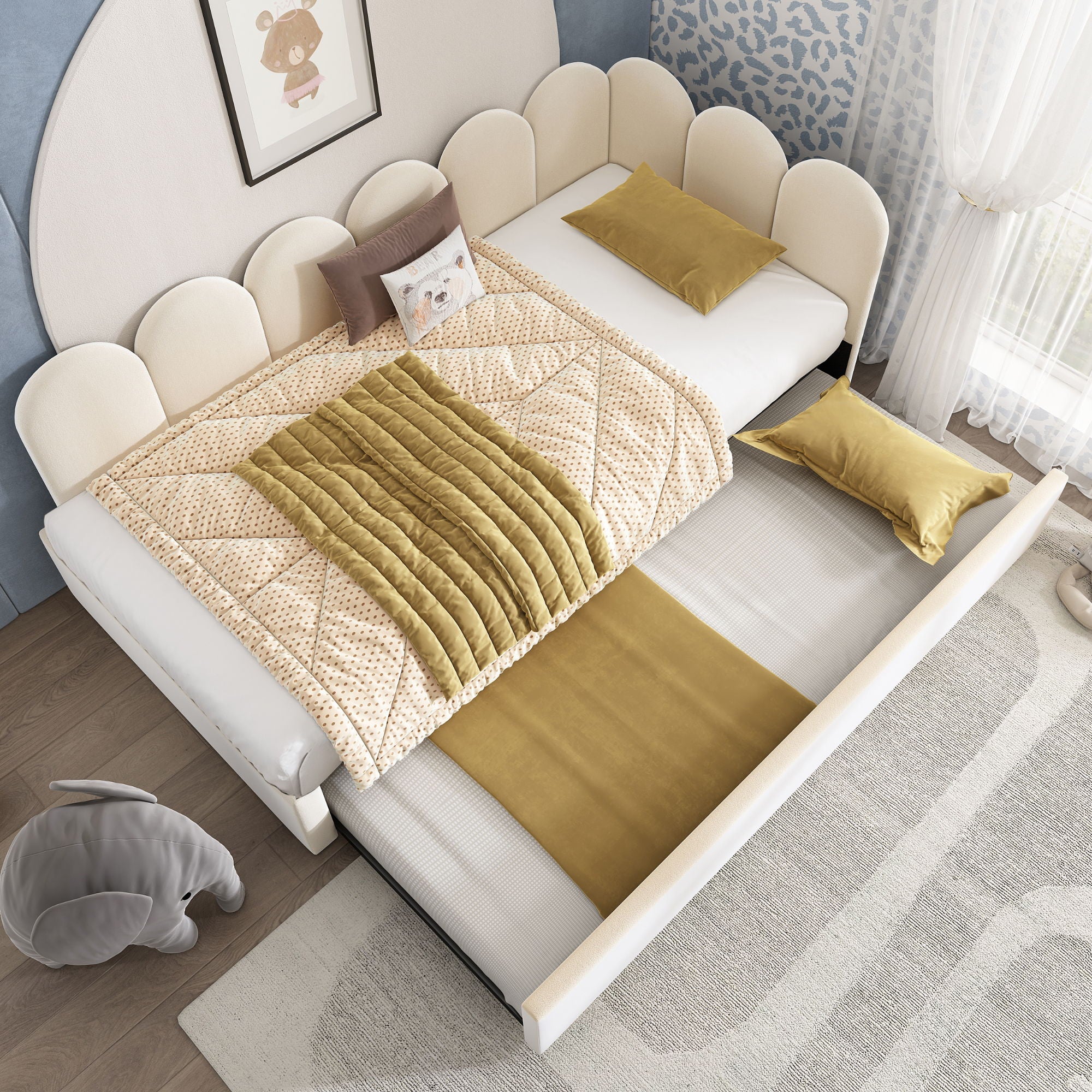 Upholstered Daybed With Metal Slatted Base