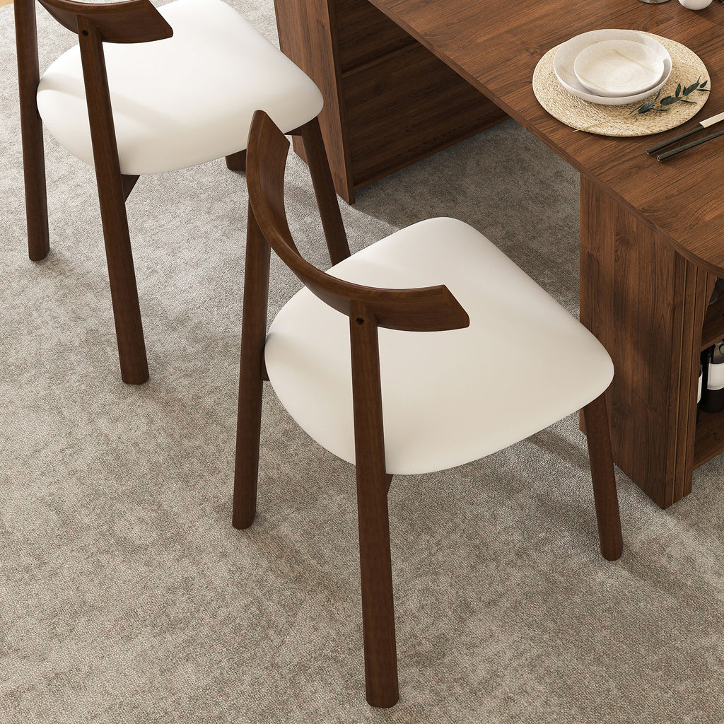 Dining Set With 4 Chairs, Table With Drawers & Open Shelf - Walnut