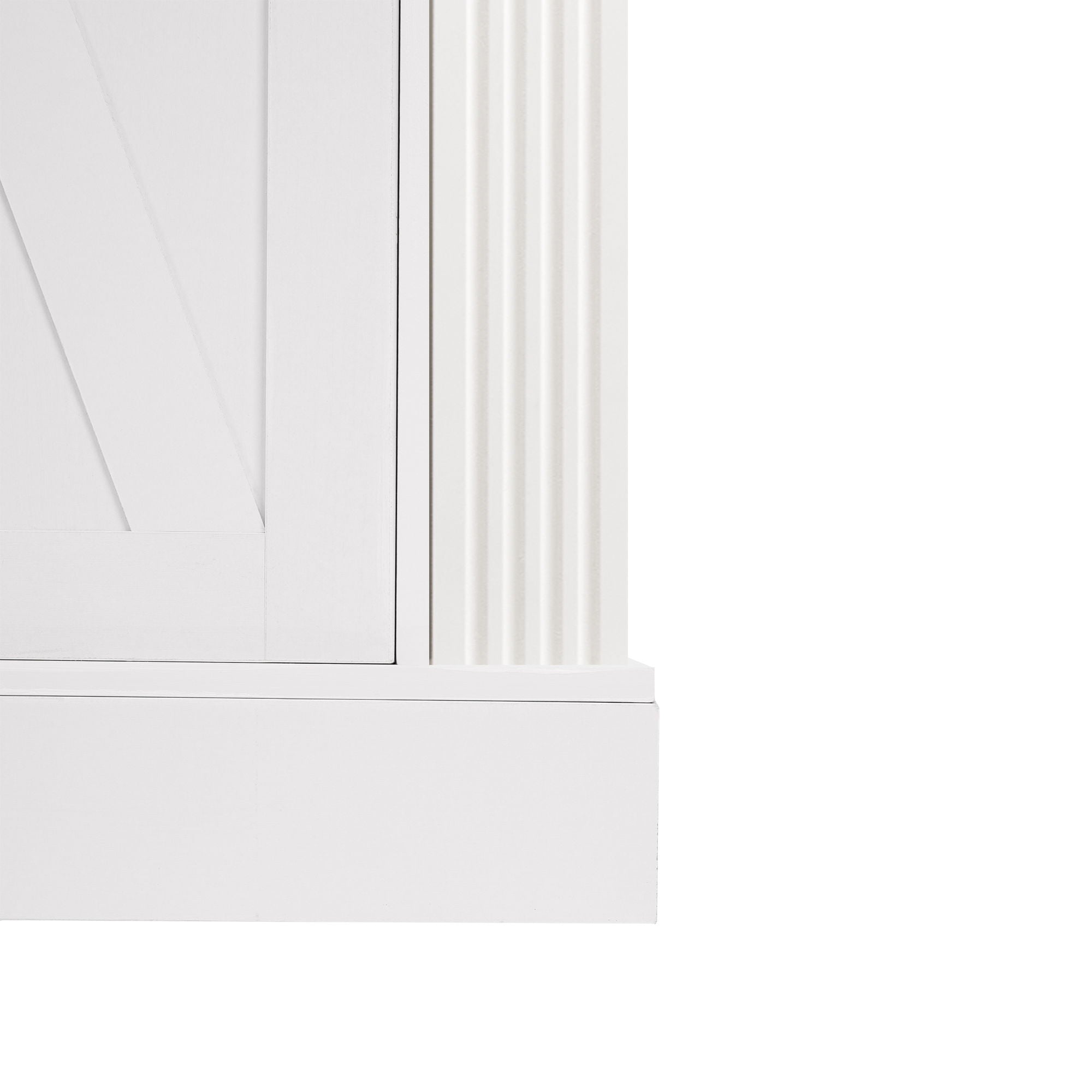 Barn Door Storage Cabinet With 2 Drawers & Door Rack, Adjustable Shelves