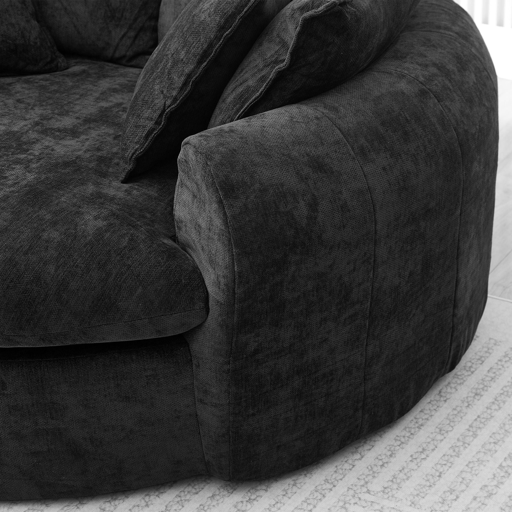 Modern Round Chaise Sofa With 8 Throw Pillows