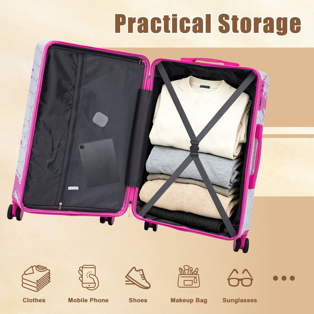Luggage With Combination Lock, Lightweight Carry-On Suitcase