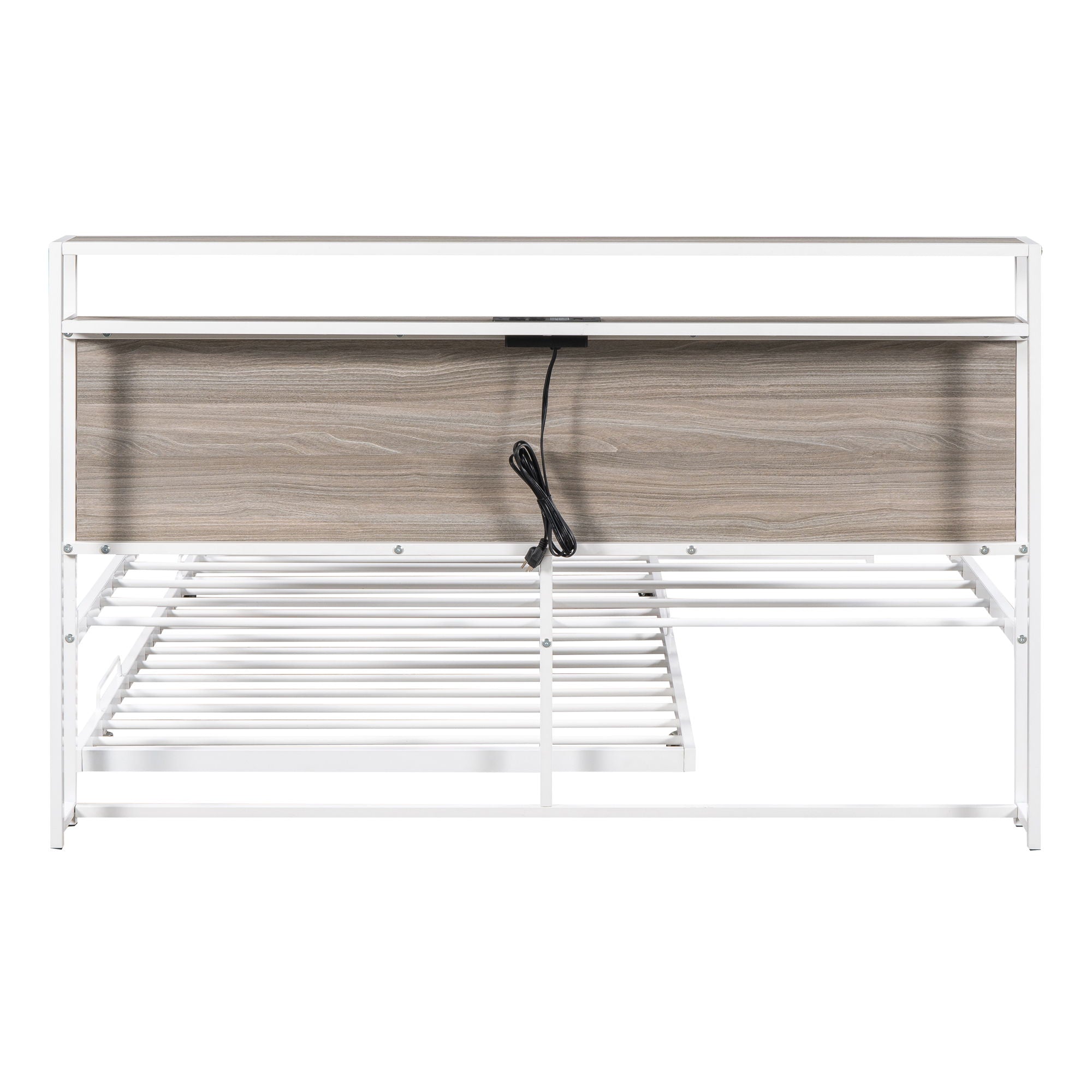 Platform Bed Frame With Trundle, USB Ports And Slat Support, No Box Spring Needed