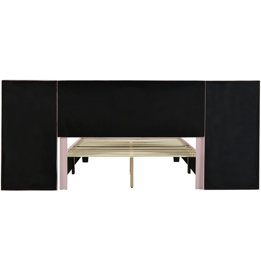 Upholstered Platform Bed With Big Headboard